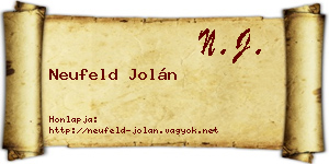 Neufeld Jolán névjegykártya